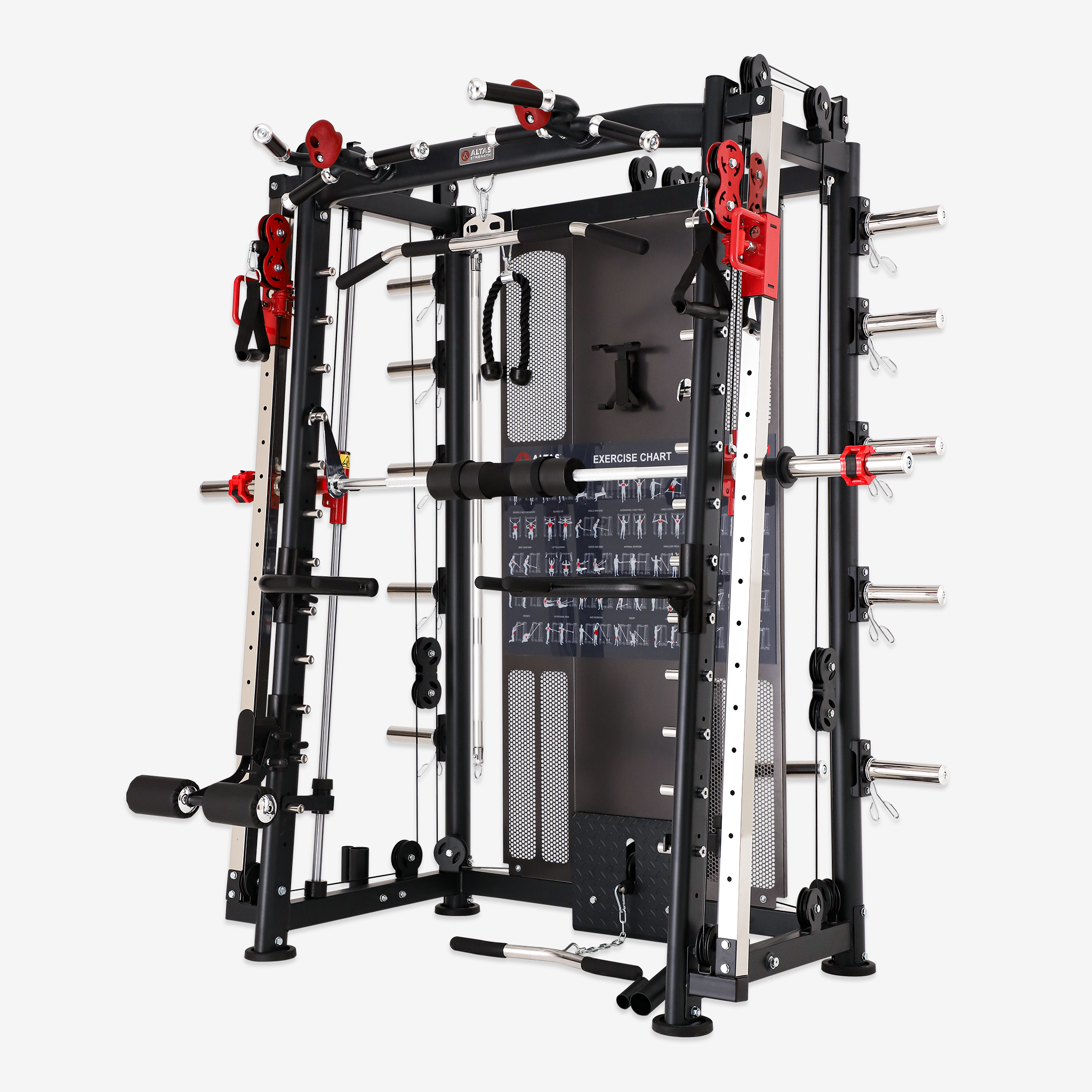 Altas Strength Multi-Function Smith Machine Black And Yellow 2000IB Workout Light Commercial Fitness Equipment AL-3000Y