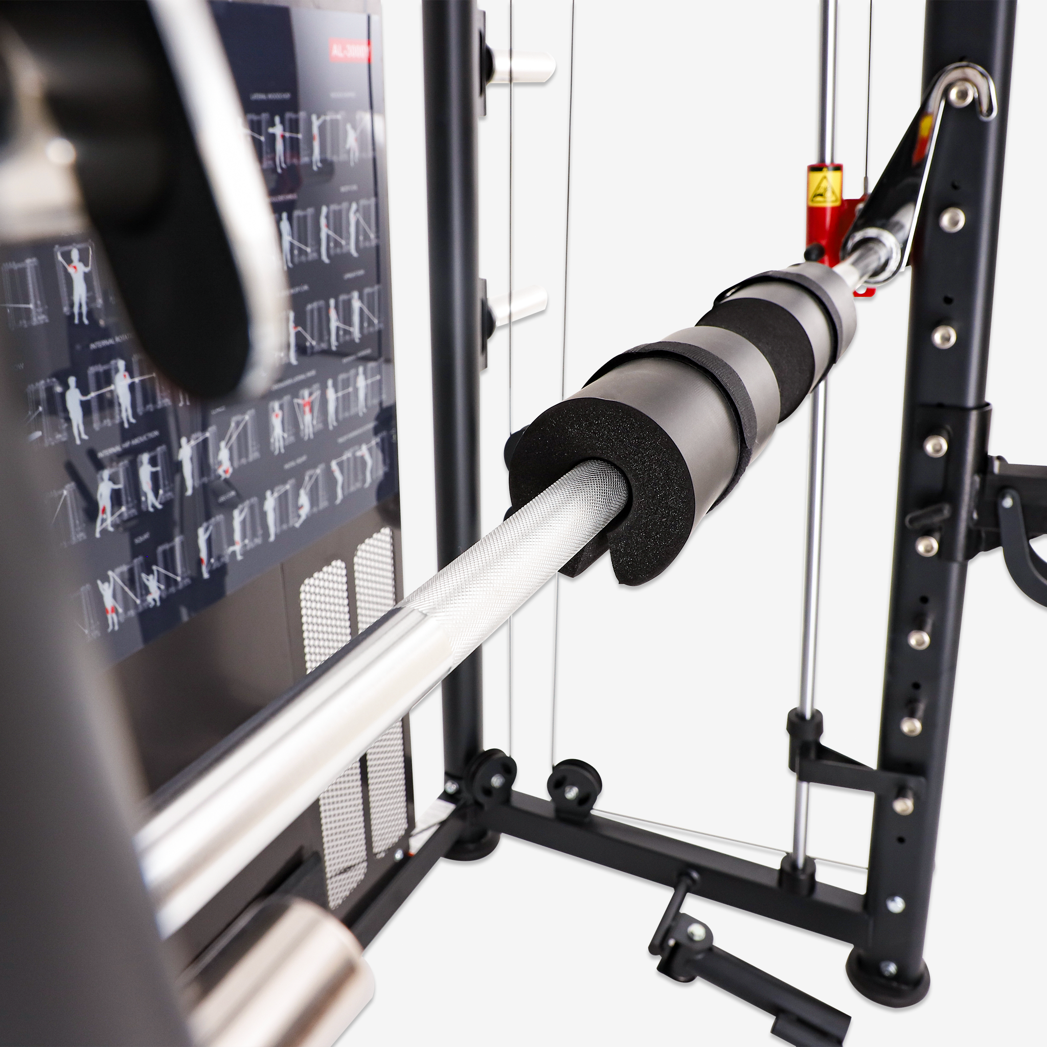 Altas Strength Multi-Function Smith Machine Black And Red 2000IB Workout Light Commercial Fitness Equipment AL-3000Y