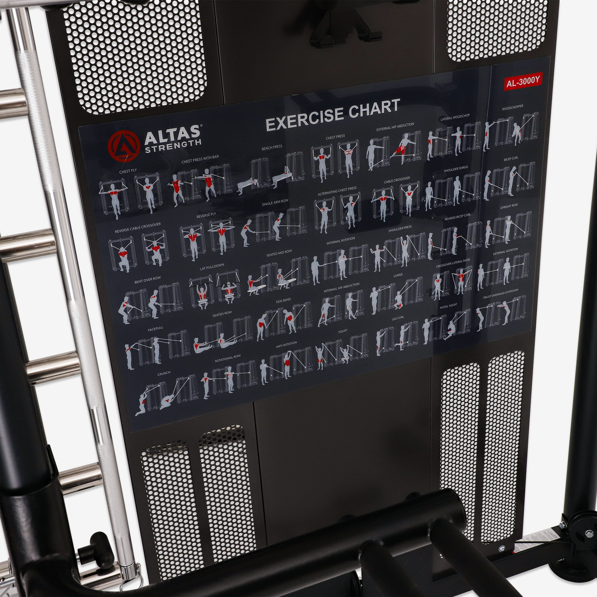 Altas Strength Multi-Function Smith Machine Black And Red 2000LBs Workout Light Commercial Fitness Equipment AL-3000Y