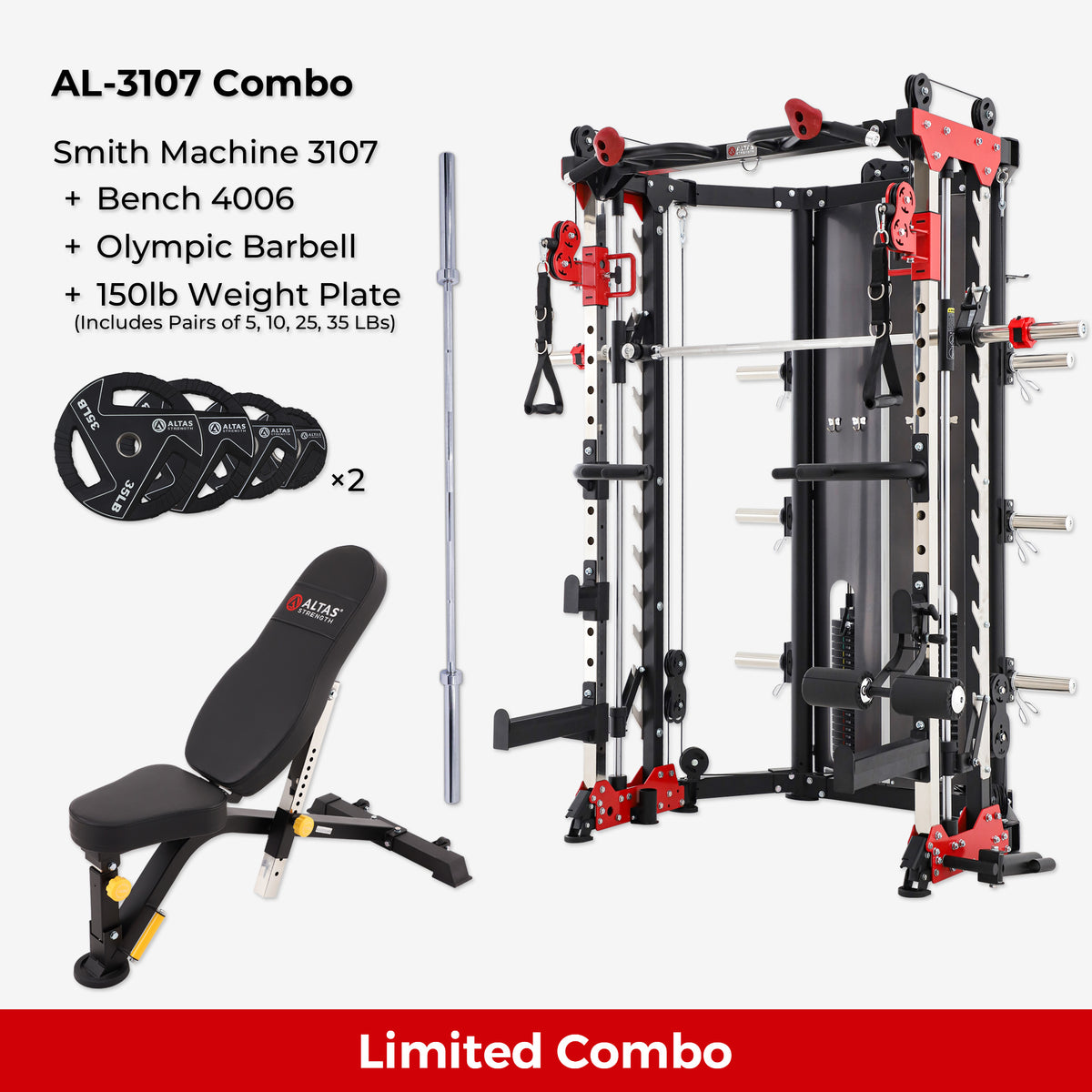 Cambo— Folding Smith Machine AL-3107+Bench+Accessories
