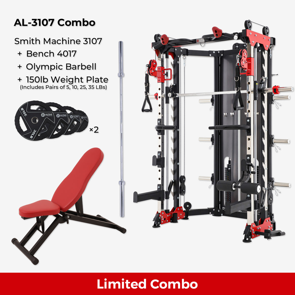 Cambo— Folding Smith Machine AL-3107+Bench+Accessories