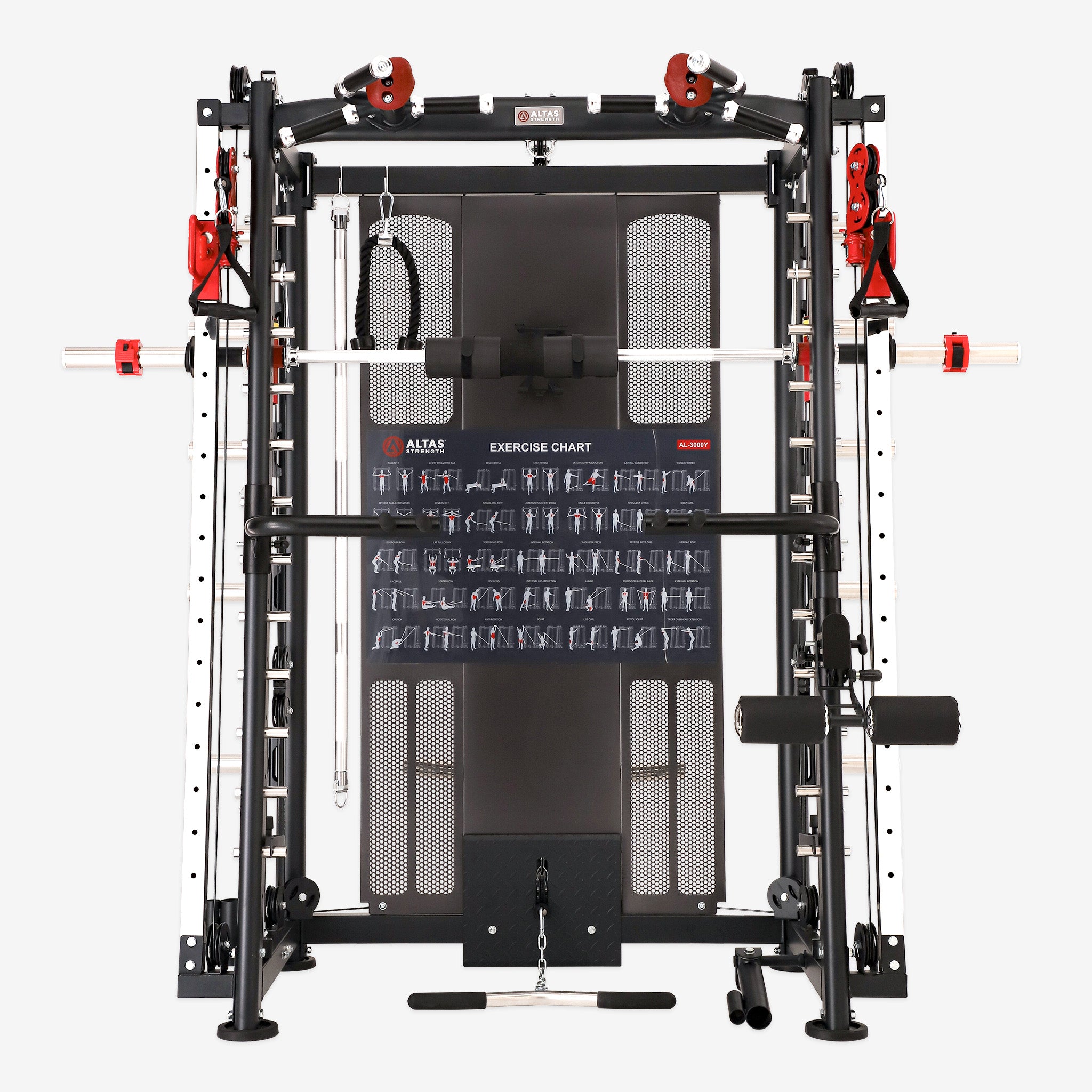 Altas Strength Multi-Function Smith Machine Black And Red 2000IB Workout Light Commercial Fitness Equipment AL-3000Y