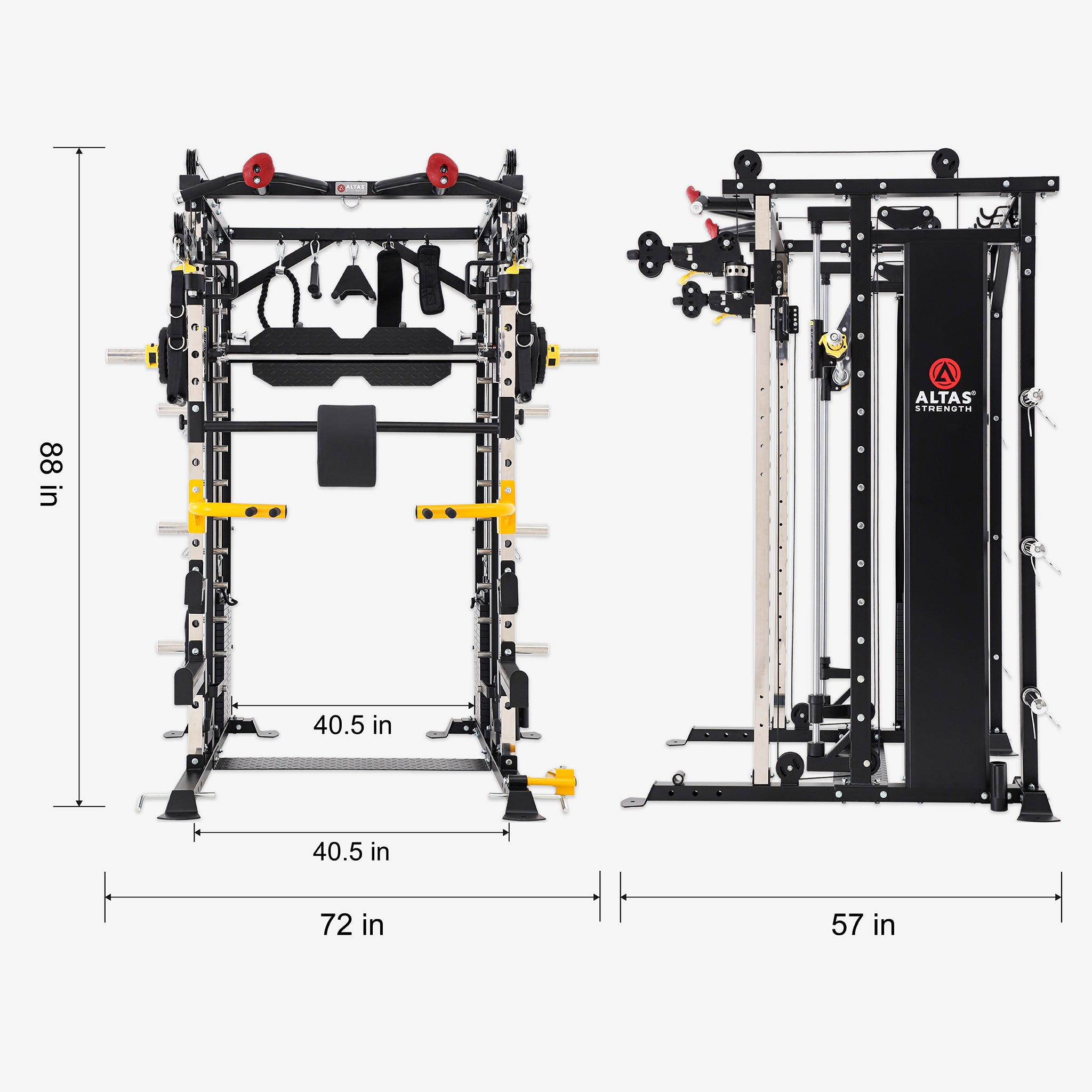 Altas Strength Smith Machine Smith Machine Pin-loaded Weights Stack Strength Trainer Home Gym with Pulley System AL-3087B