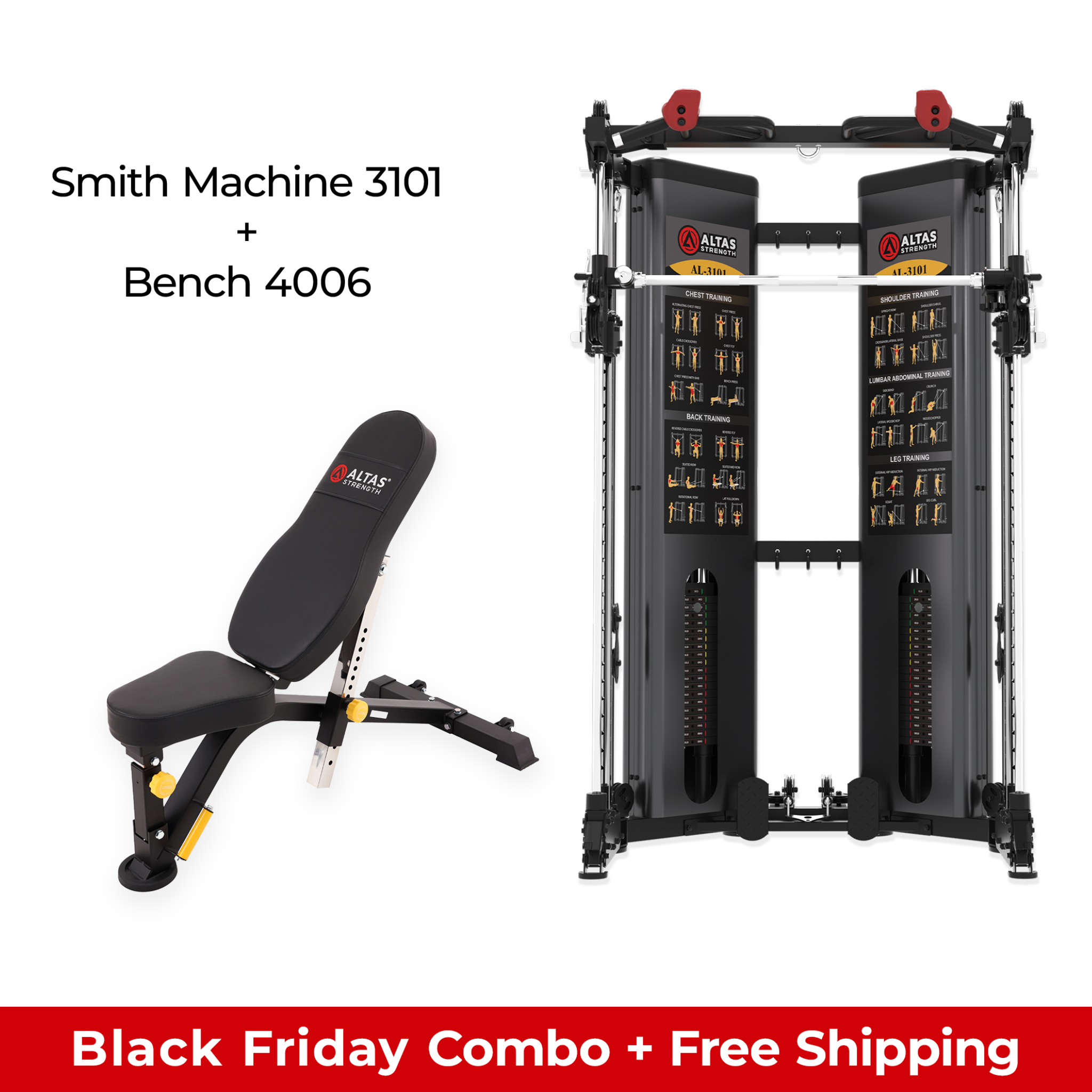 Black Friday Combo - Smith Machine AL-3101 + Bench AL-4006
