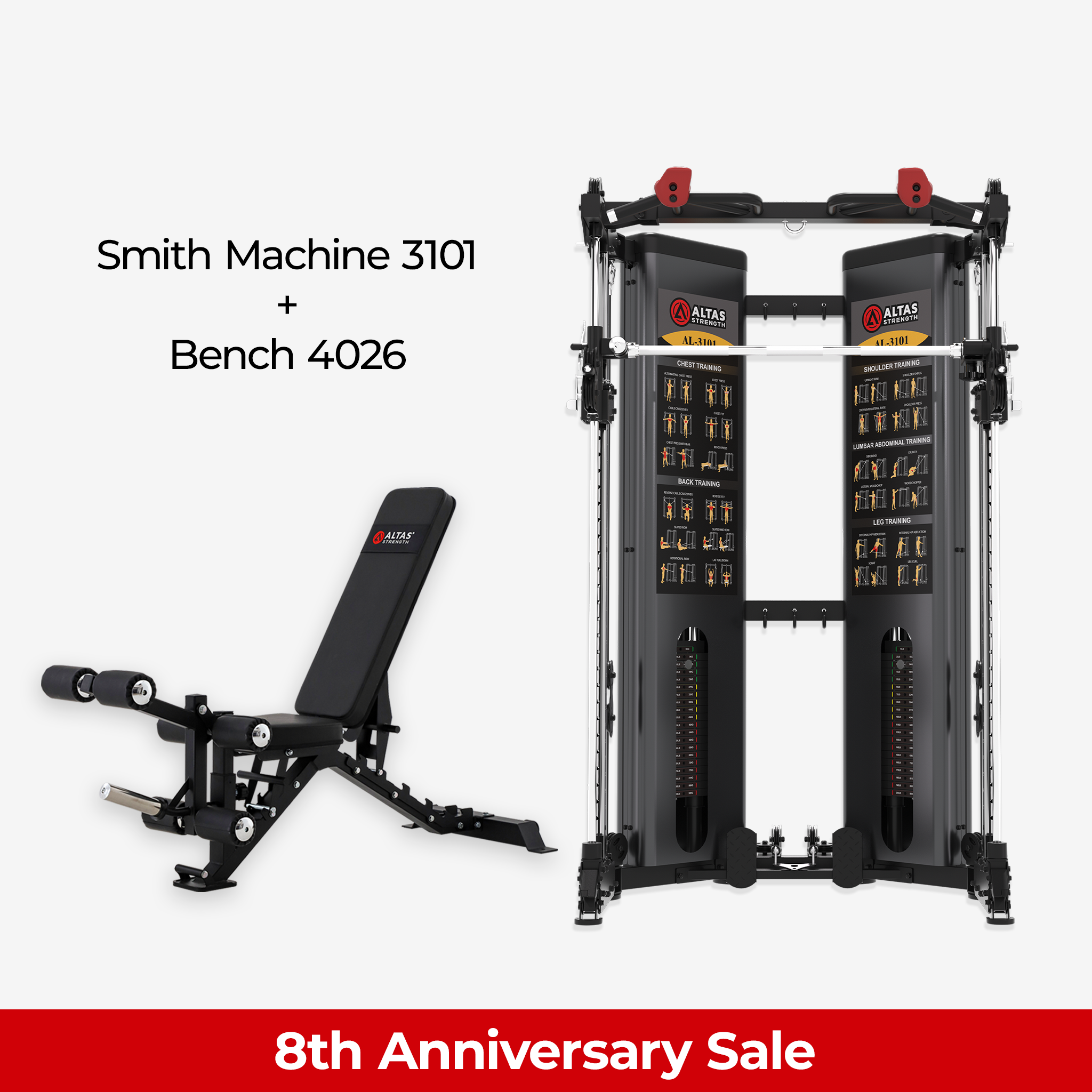 8th Anniversary Combo - Smith Machine AL-3101 + Bench AL-4026