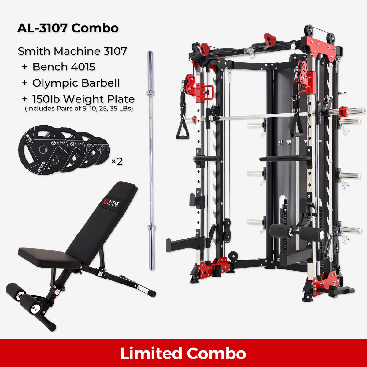 Cambo— Folding Smith Machine AL-3107+Bench+Accessories