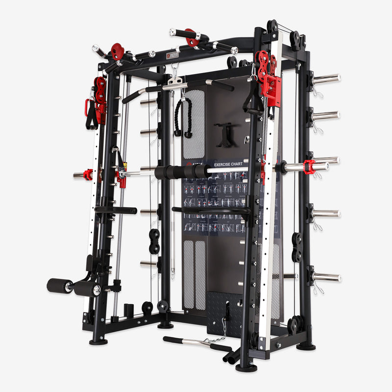 Altas Strength Multi-Function Smith Machine Black And Red 2000LBs Workout Light Commercial Fitness Equipment AL-3000Y