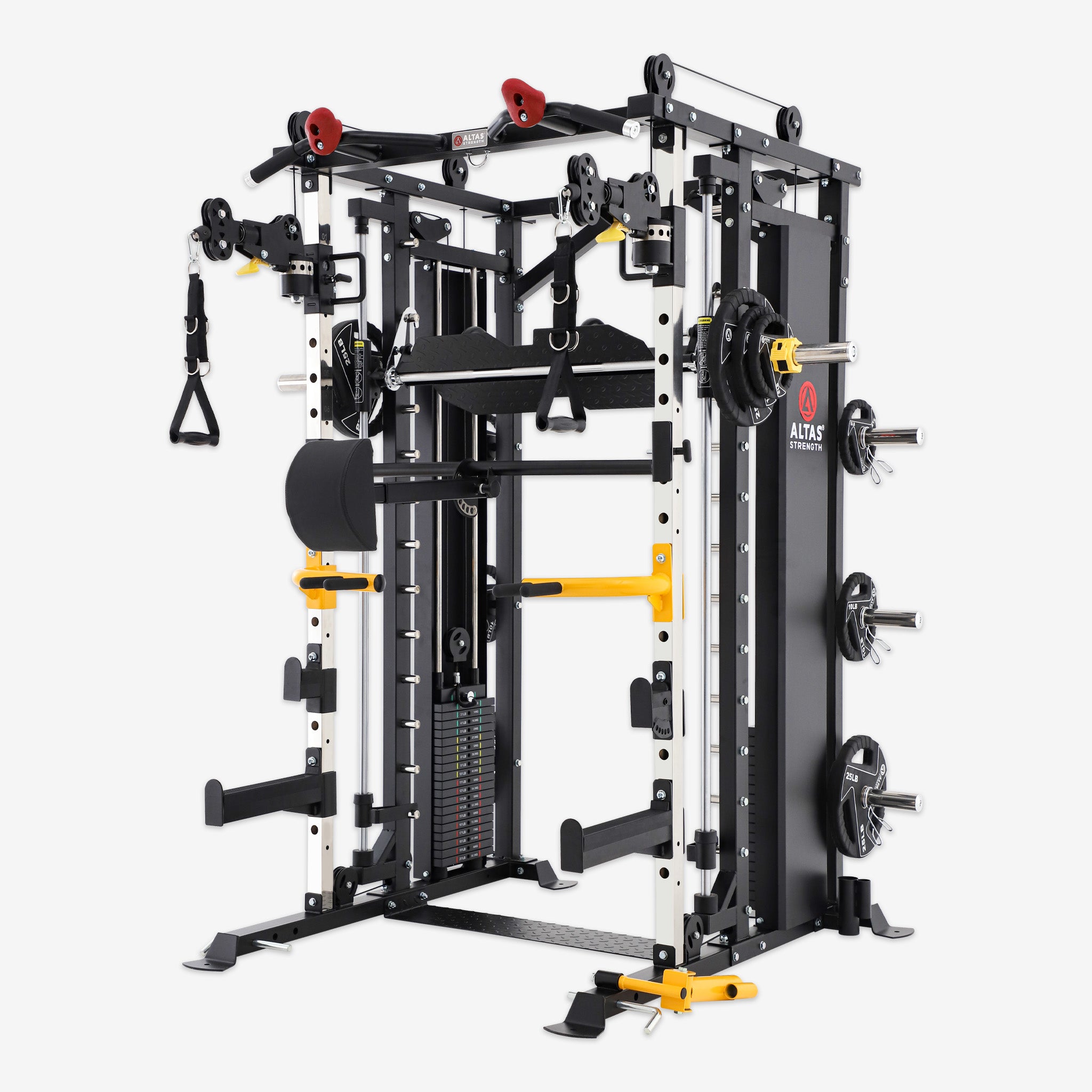 Altas Strength Smith Machine Smith Machine Pin-loaded Weights Stack Strength Trainer Home Gym with Pulley System AL-3087B