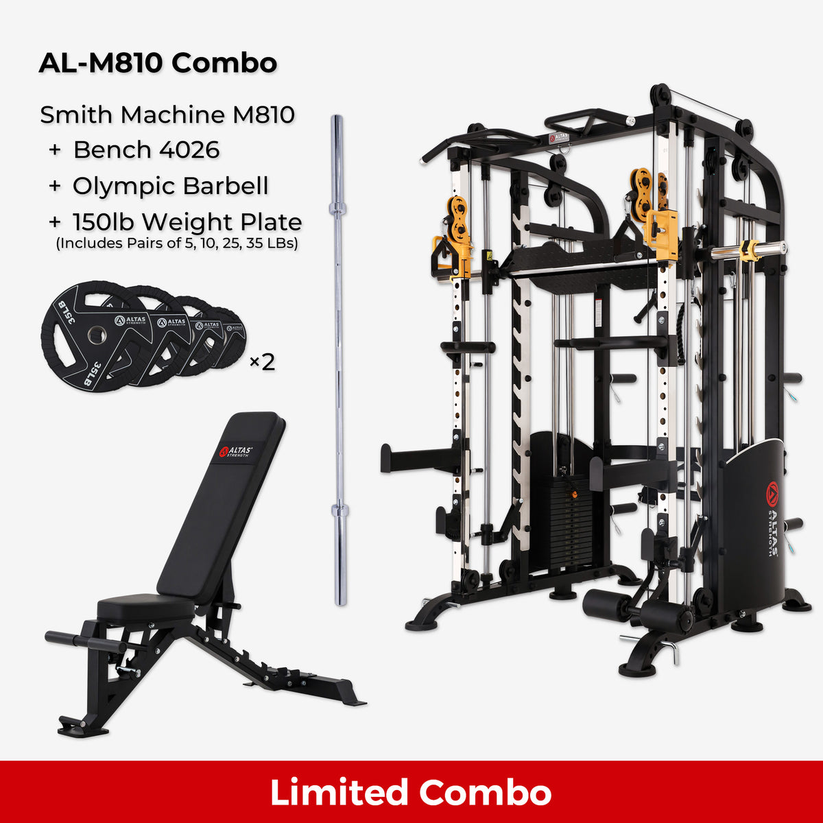 Cambo—Strength Smith Machine AL-M810 +Bench+Accessories