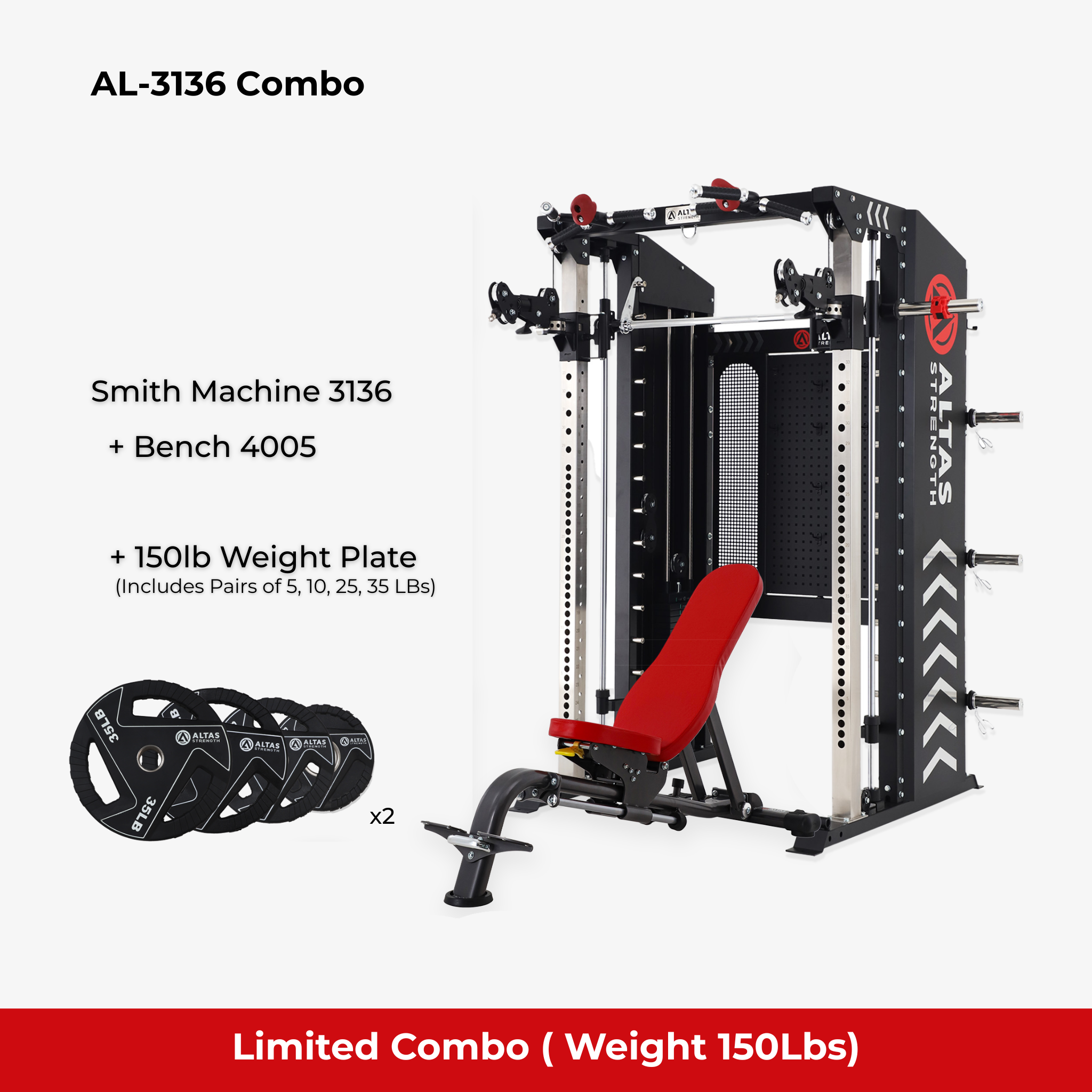 Combo - Smith Machine AL-3136+4005+Weight Plate(5-35lb )