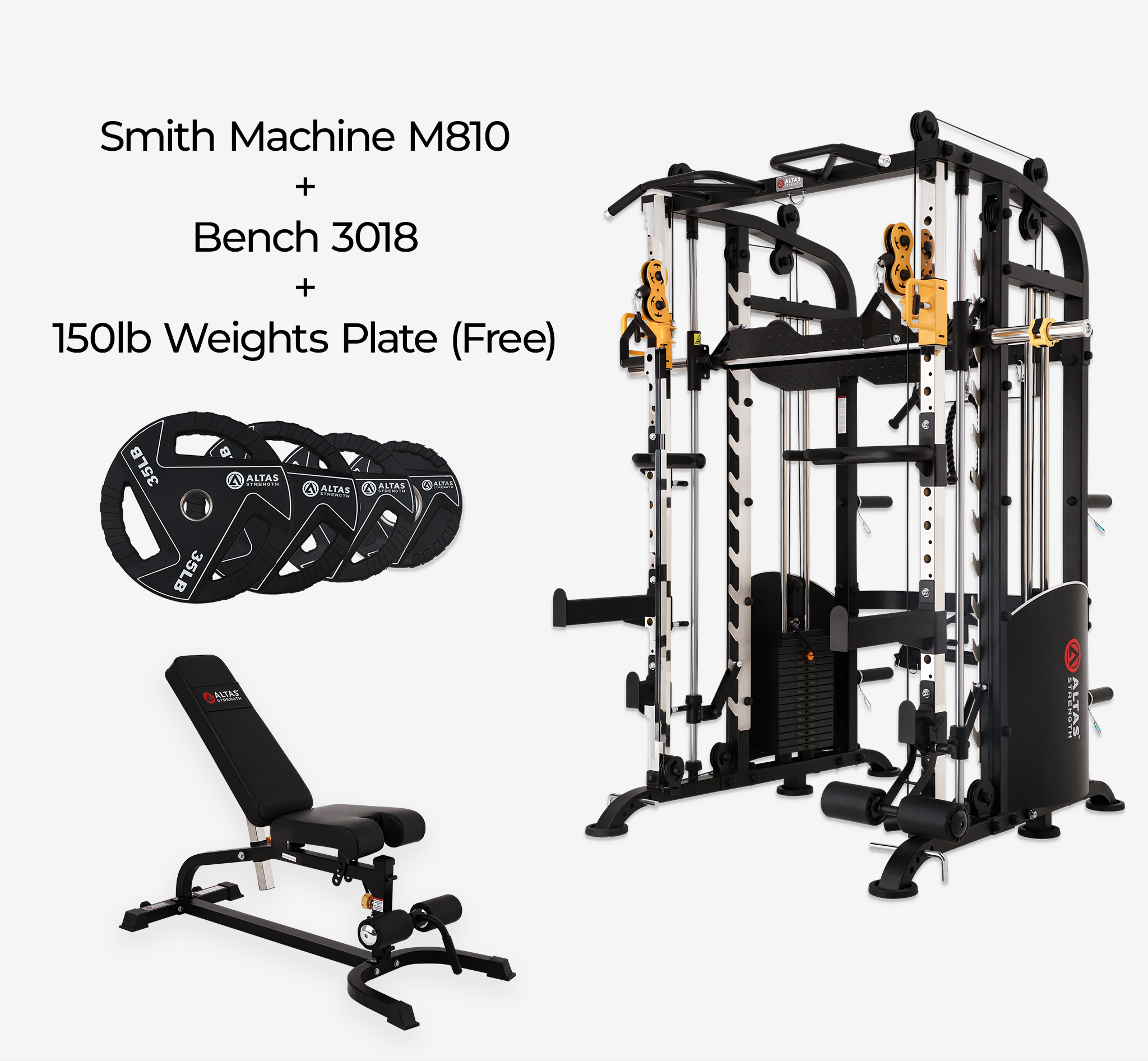 Combo - Smith Machine AL-M810 + Bench AL-3018 + 150lb Weight Plates(Free)
