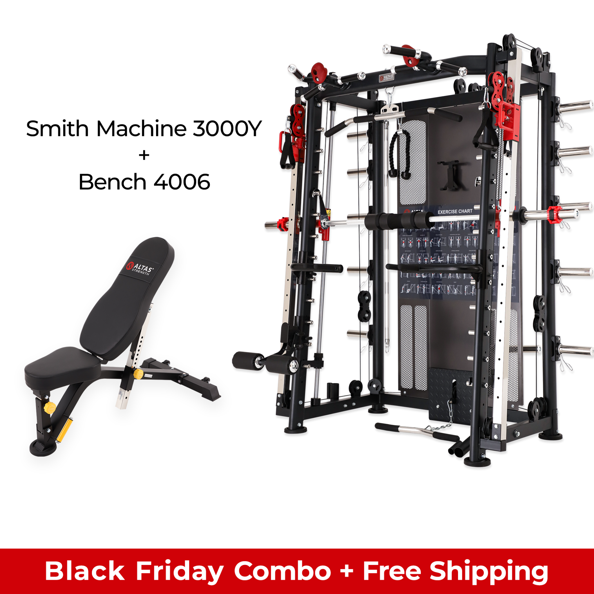Black Friday Combo - Smith Machine AL-3000Y + Bench AL-4006